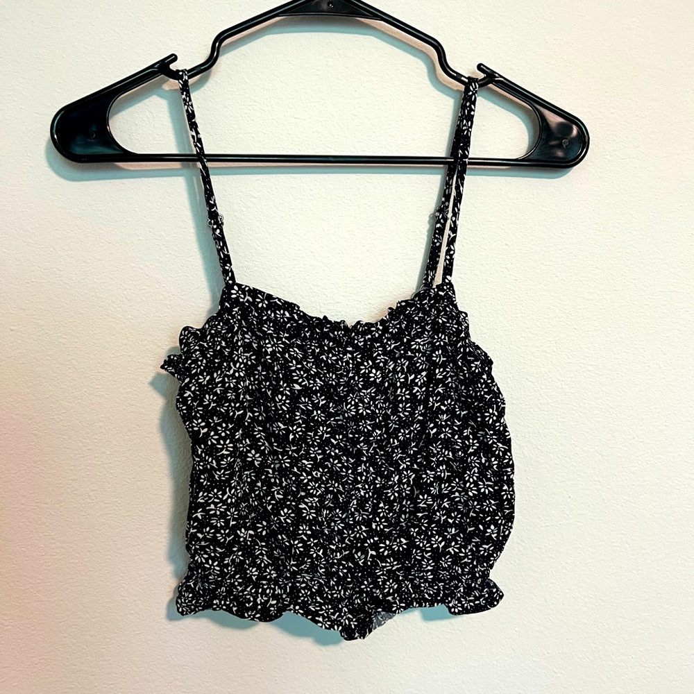 Navy floral crop top